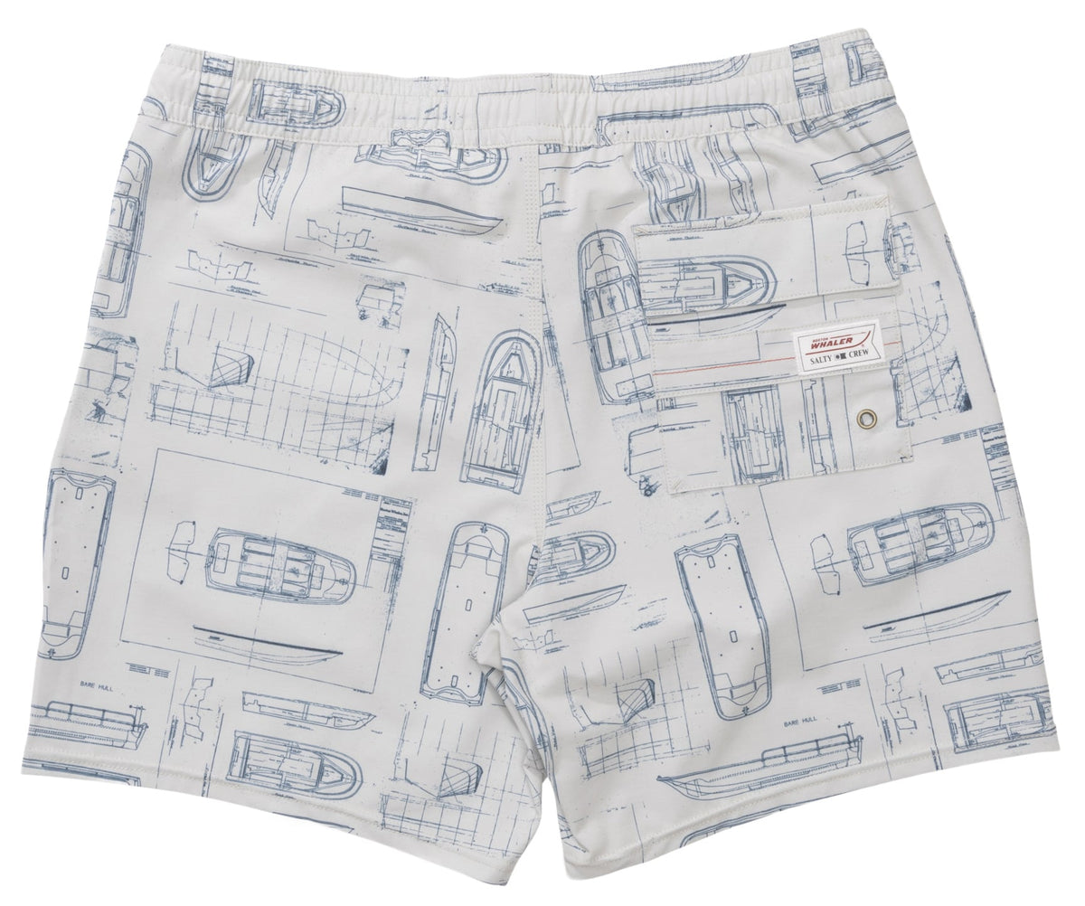 Salty Crew Whaler 18" Elastic Waist Men's Volley Shorts - Bone – back view