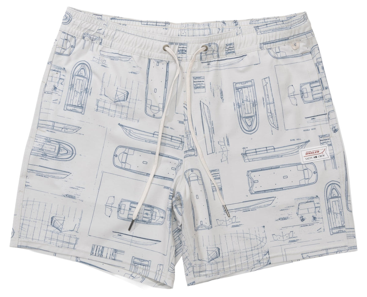 Salty Crew Whaler 18" Elastic Waist Men's Volley Shorts - Bone