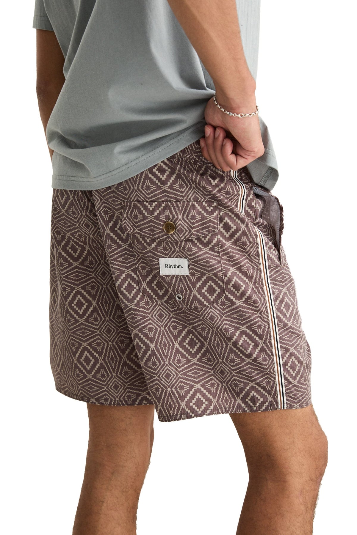Rhythm Mosaic Heritage 17" Beach Shorts - Latte – back view
