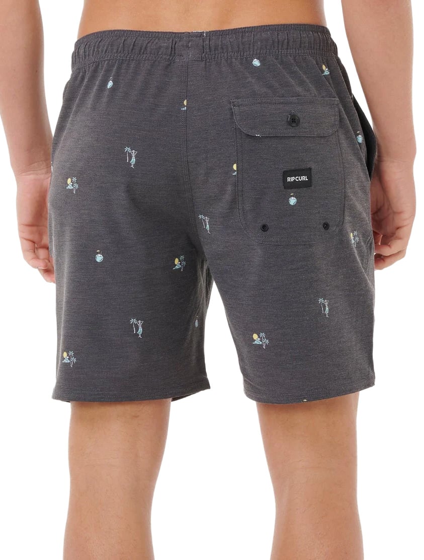 Rip Curl Skelly Breach Men's 18" Volley Shorts - Black – back view