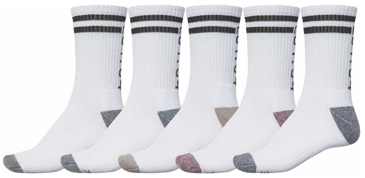 Globe Carter 5-Pack Crew Socks - White
