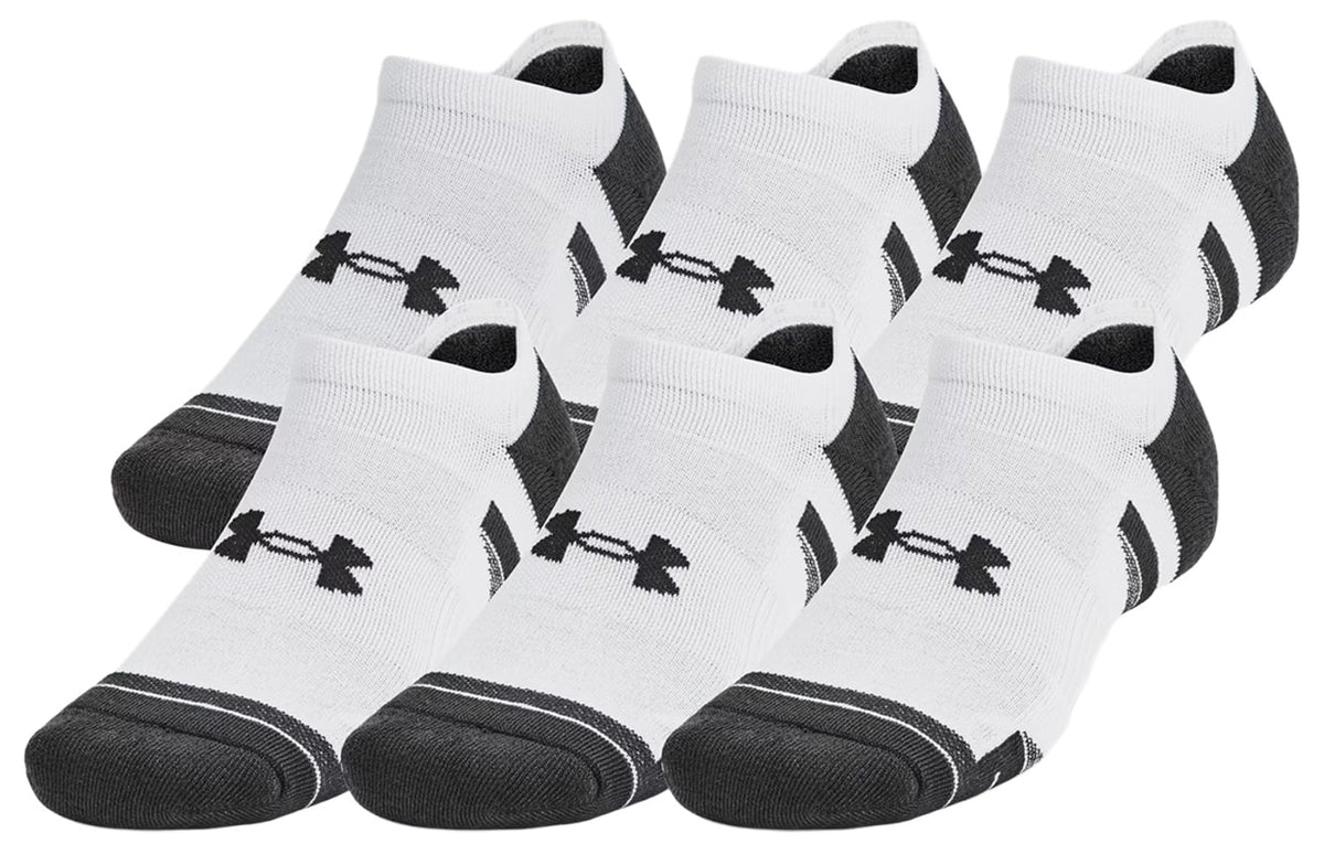 Under Armour Performance Tech No Show 6-Pack Socks - White / Jet Grey