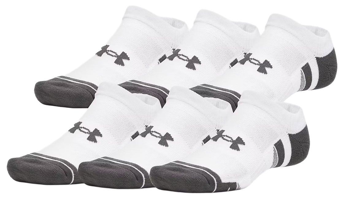 Under Armour Performance Tech No Show 6-Pack Socks - White / Jet Gray
