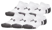 Under Armour Performance Tech No Show 6-Pack Socks - White / Jet Gray