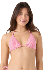 Roxy Good Vibes Mitered Tiki Triangle Bikini Top - Pink White