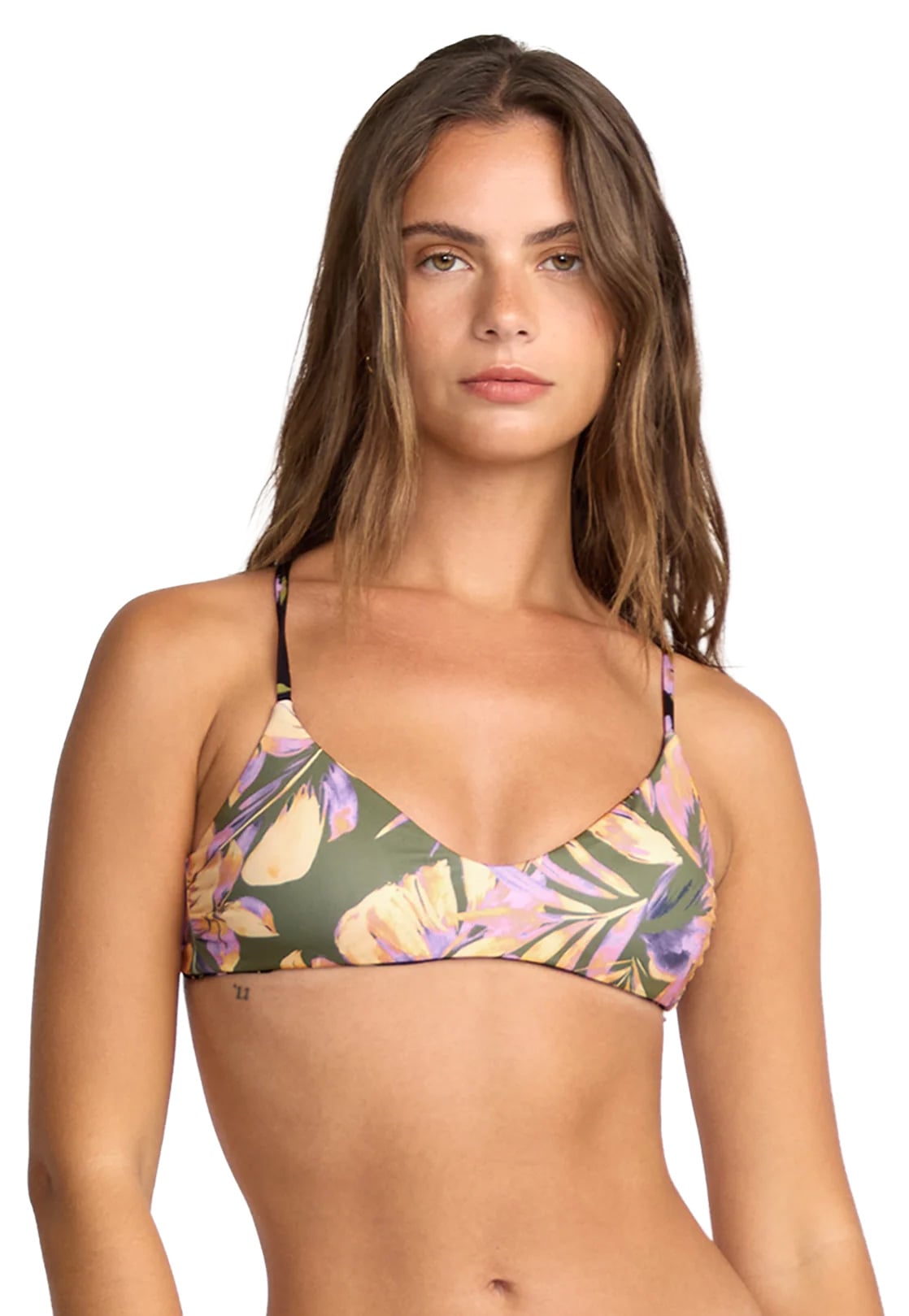 Billabong Drifting Coast Reversible V Bralette Bikini Top - Luv Army