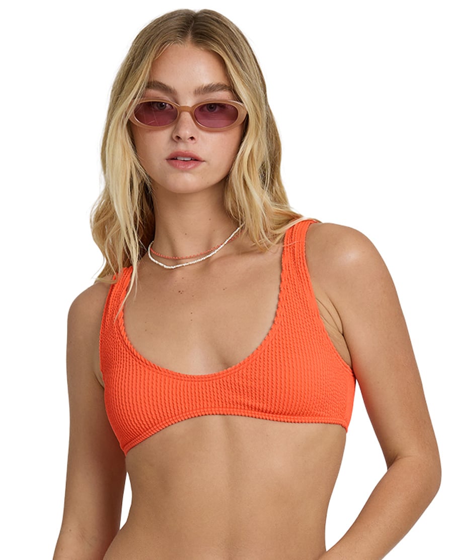 Billabong Summer Hi Scoop Tank Bikini Top - Hot Coral