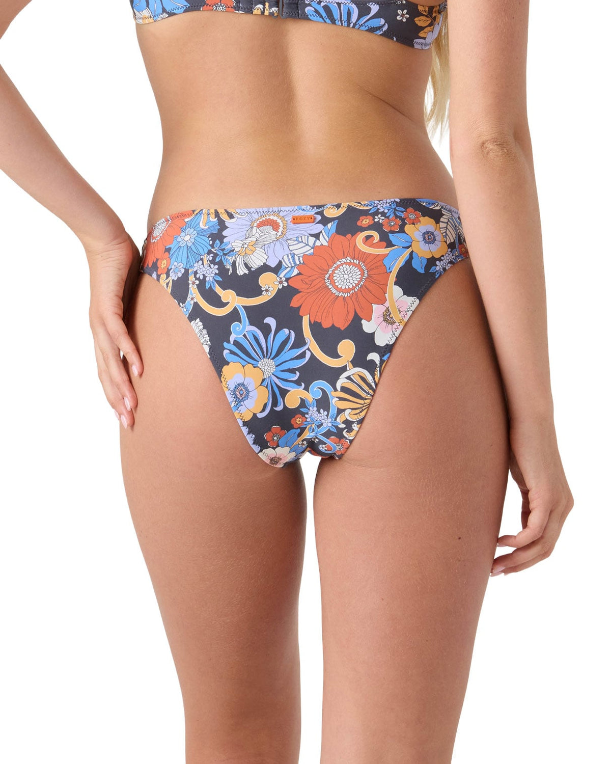 Roxy Soulflower Hipster Moderate Women's Bikini Bottom - Gray Combo – back view