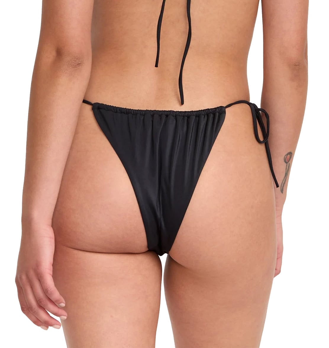 RVCA Solid Slide Tie Skimpy Bikini Bottom - Black – back view