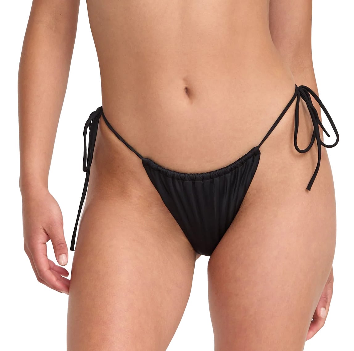 RVCA Solid Slide Tie Skimpy Bikini Bottom - Black