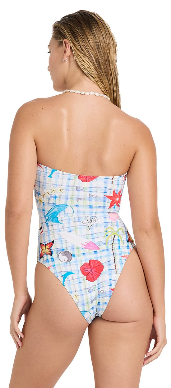 Billabong Lottie Hall Summer Bandeau Women's One Piece Swimsuit - White Multi – back view