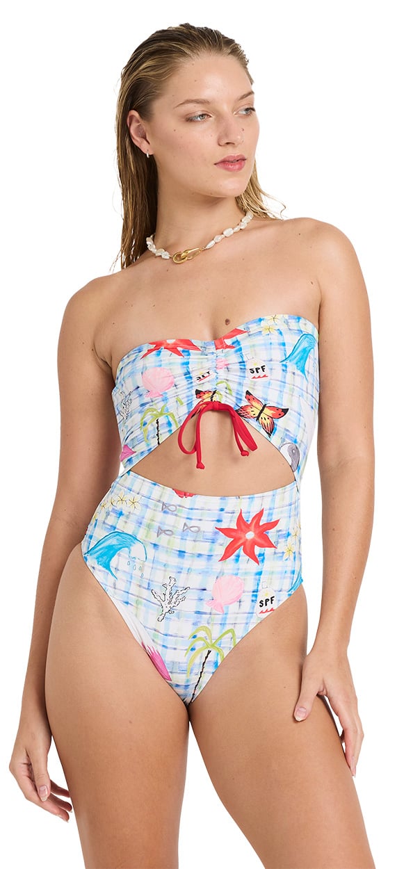 Billabong Lottie Hall Summer Bandeau Women's One Piece Swimsuit - White Multi