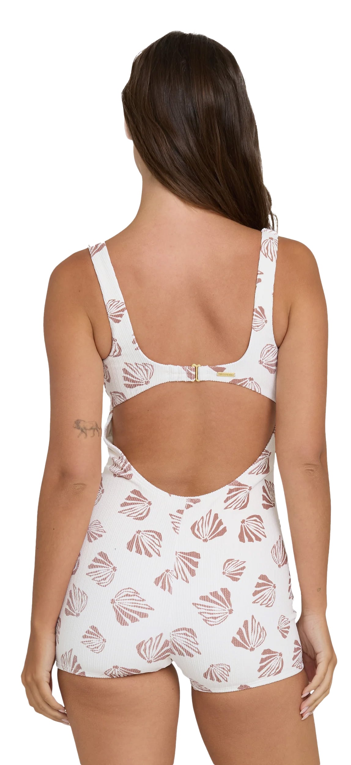 Billabong Women's Sandy Shells Thalia Surf Suit - One Piece Swim Romper, Salt Crystal – back view