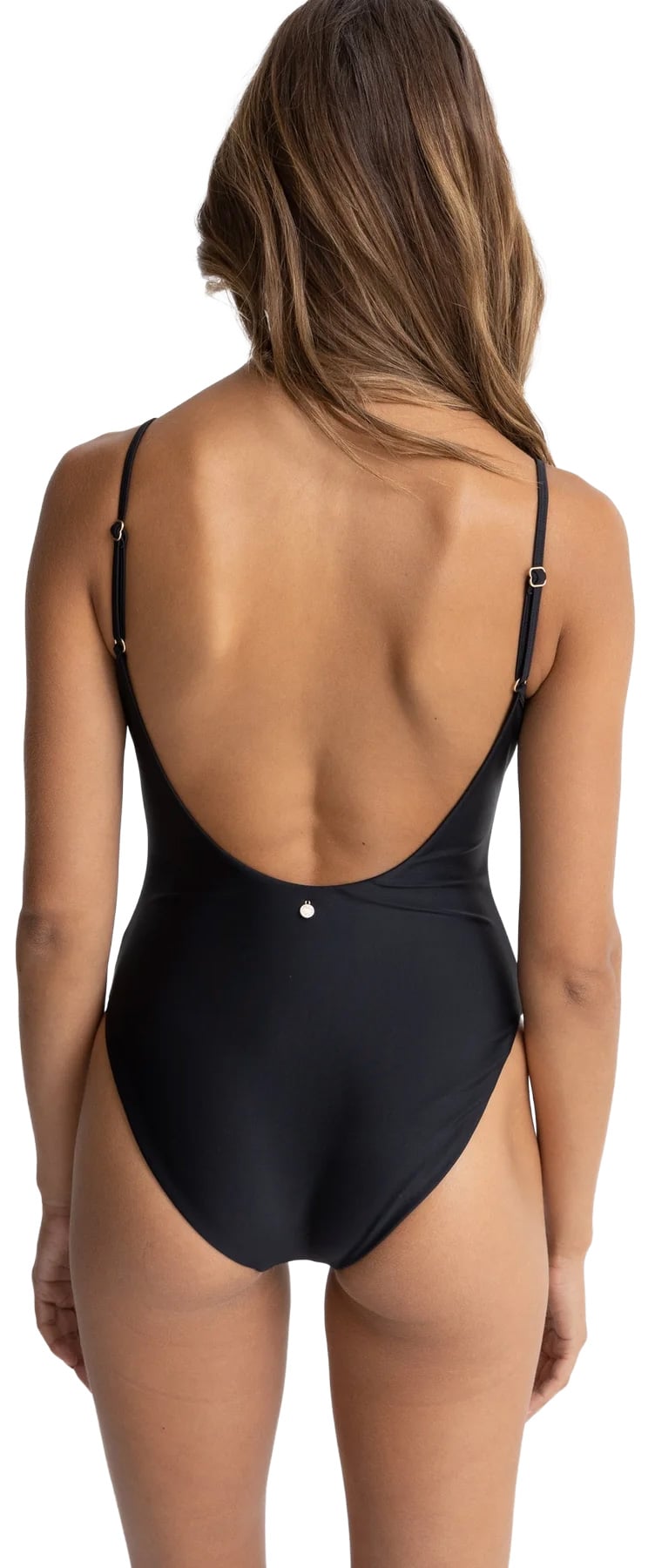 Rhythm Classic Minimal One Piece Swimsuit - Black – back view