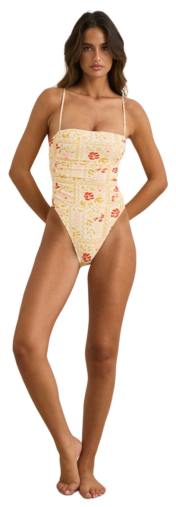 Rhythm Wildflower Scrunched Side One Piece Swimsuit - White – alternate view 1