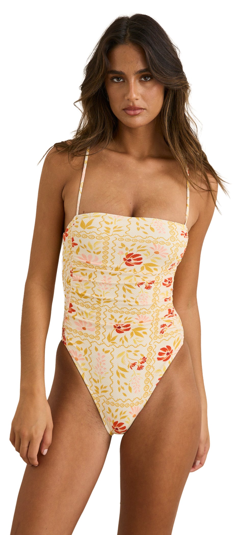Rhythm Wildflower Scrunched Side One Piece Swimsuit - White