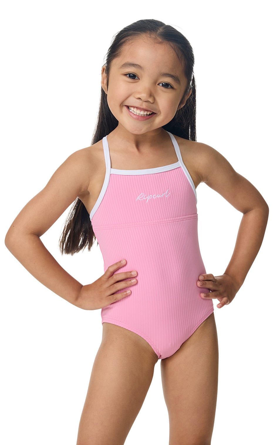 Rip Curl Premium Rib One Piece Little Girl's Swimsuit - Begonia Pink