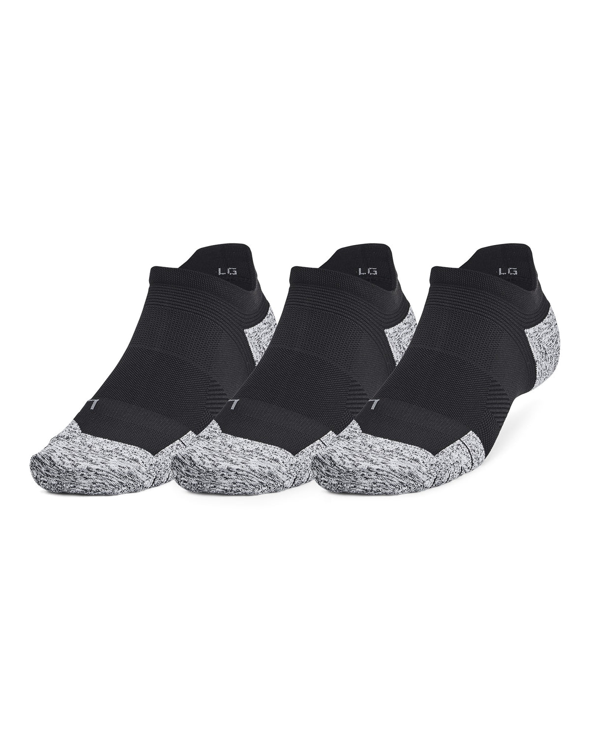 Under Armour Dry Run Cushion 3-Pack Socks - Black / Pitch Gray / Reflective