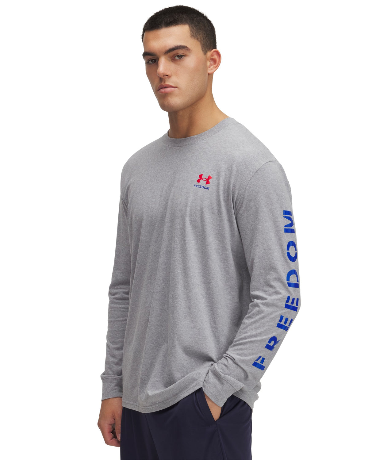 Under Armour Freedom Flag LS T-Shirt - Steel Light Heather / Royal